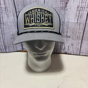 Rural Cloth Whiskey Trucker Hat Snapback Mesh Gray Black Embroidered Patch